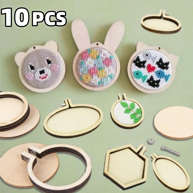 Wood Ring Blank - 10 Stuks Mini Borduurring Houten Ring