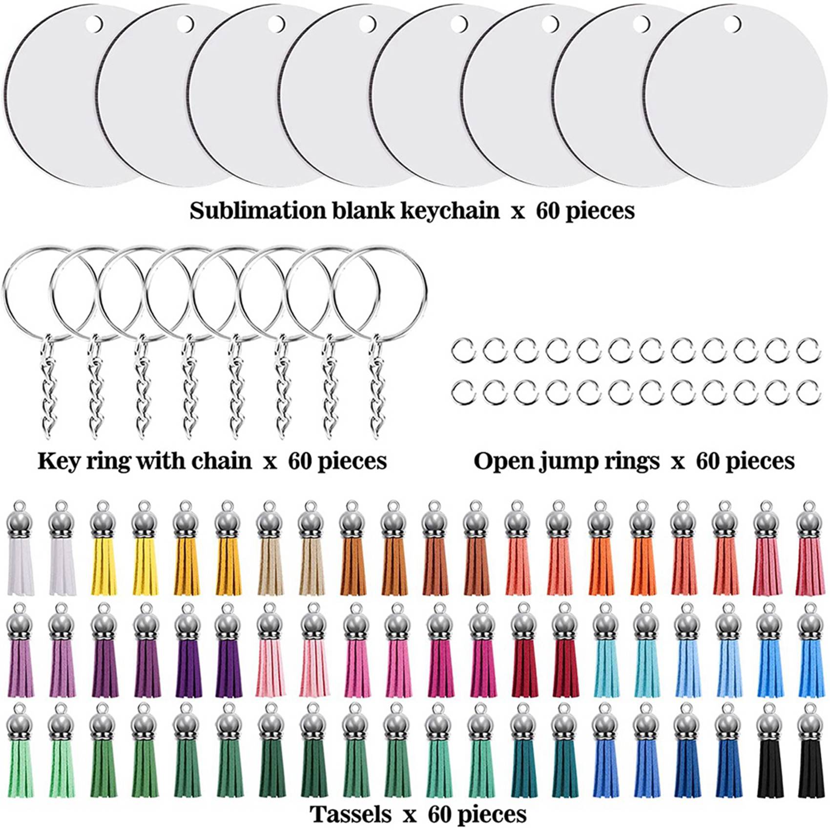 Wood Ring Blank - 480 stuks sublimatie blanks sleutelhanger set